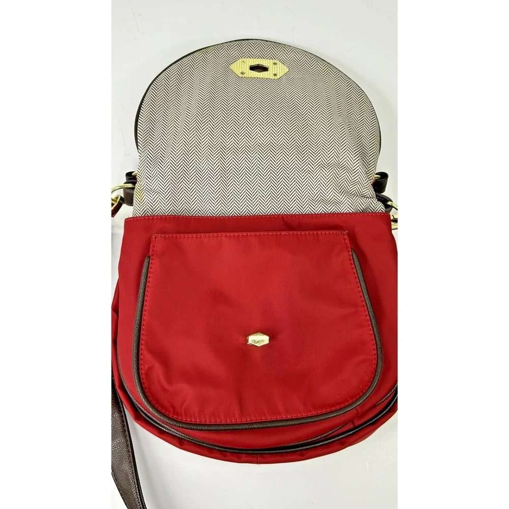 Steve Madden‎ Purse Quilted Flap Crossbody/Saddle Bag-Red Medium Nylon Travel